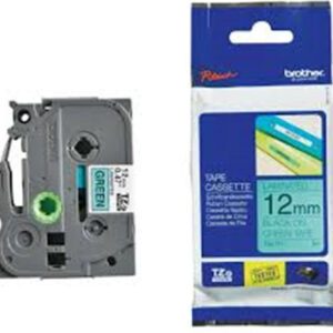 BROTHER TAPE TZ 12MM BLACK ON GREEN