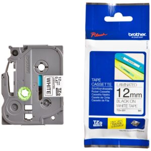BROTHER TAPE TZ 12MM BLACK ON WHITE