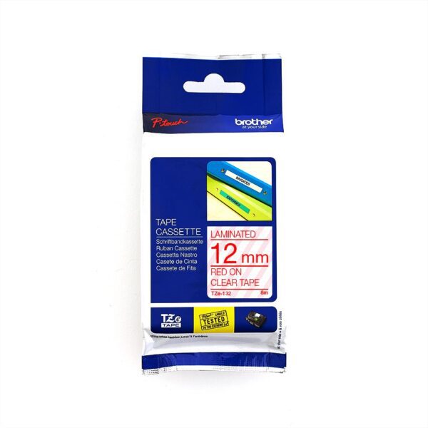 BROTHER TAPE TZ 12MM WHITE ON CLEAR