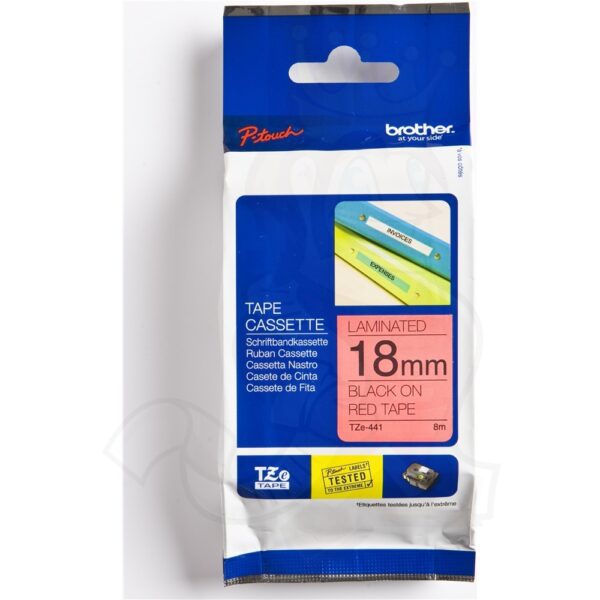 BROTHER TAPE TZ 18MM BLACK ON RED