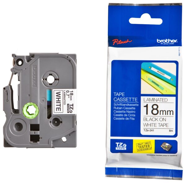BROTHER TAPE TZ 18MM BLACK ON WHITE
