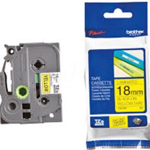 BROTHER TAPE TZ 18MM BLACK ON YELLOW