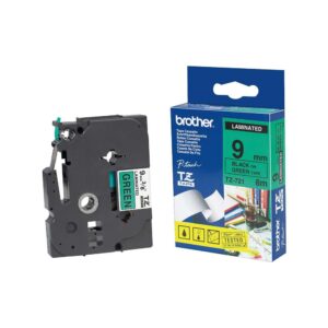 BROTHER TAPE TZ 9MM BLACK ON GREEN