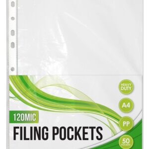 PLASTIC POCKETS  A4 TLH DUTY (50)